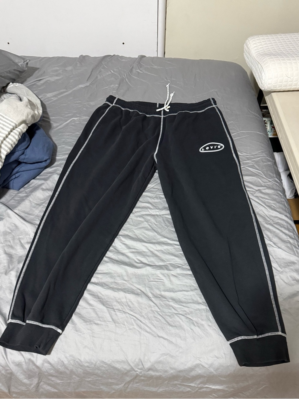 Levi's Black Sweatpants with White Drawstring